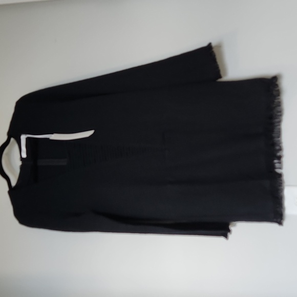 NWT MOS•Ministry of Style Lace up Fray Mini Dress Black Linen Cotton Blend Sz 4 - Picture 9 of 9